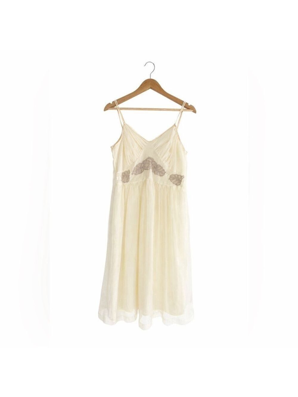 Vintage Coquette Cream Chiffon Slip Dress